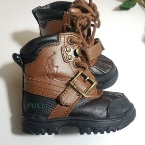 Ralph Lauren Polo kids brown and black boots kids Size 4